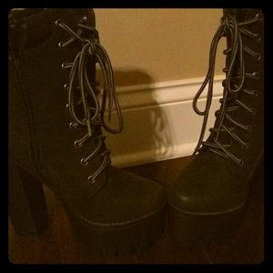 Black Chunky Platform Booties